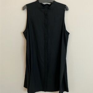 Sara Campbell Black Linen Sleeveless Button Down Dress